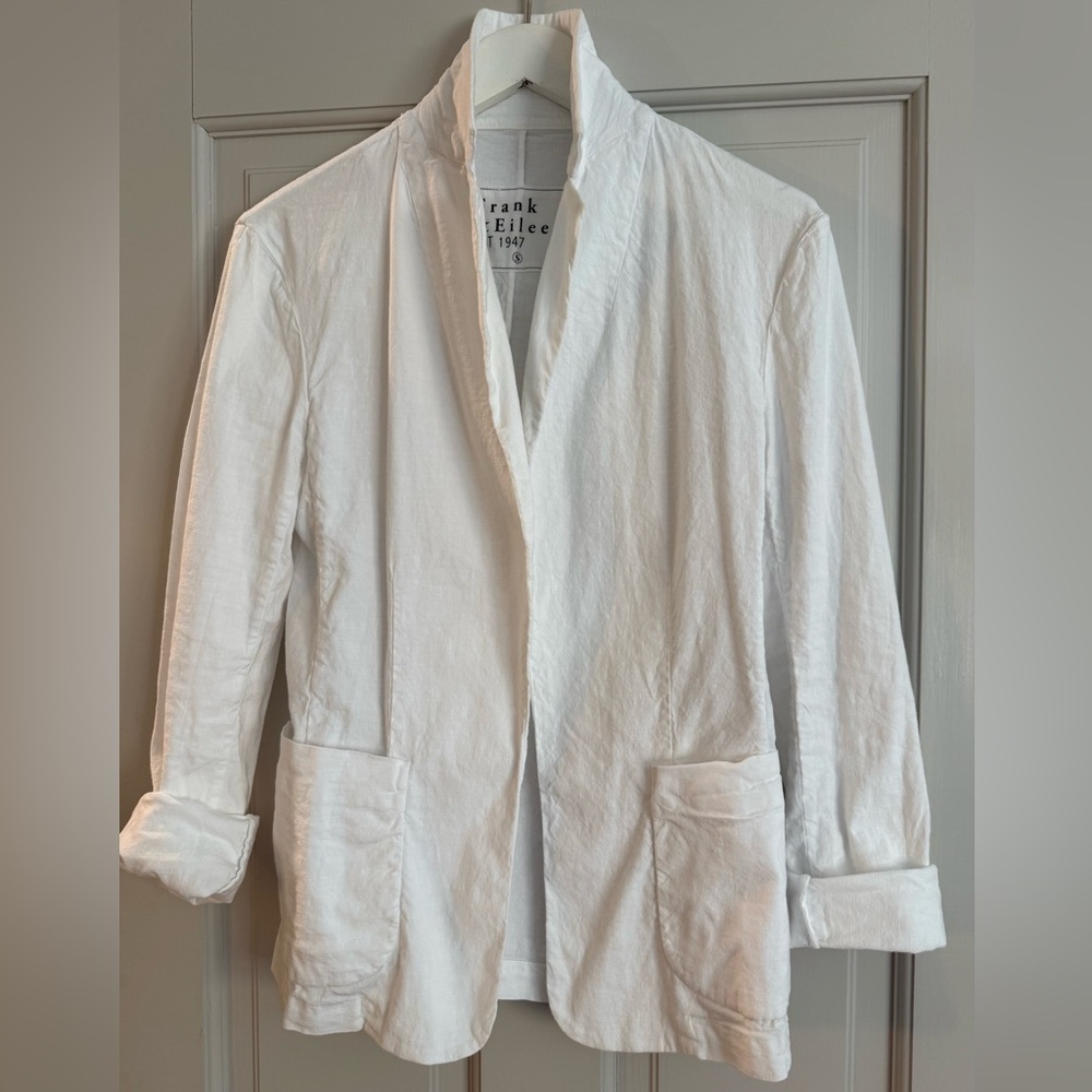 Frank & Eileen Dublin Crisp White Linen Jacket, sz S